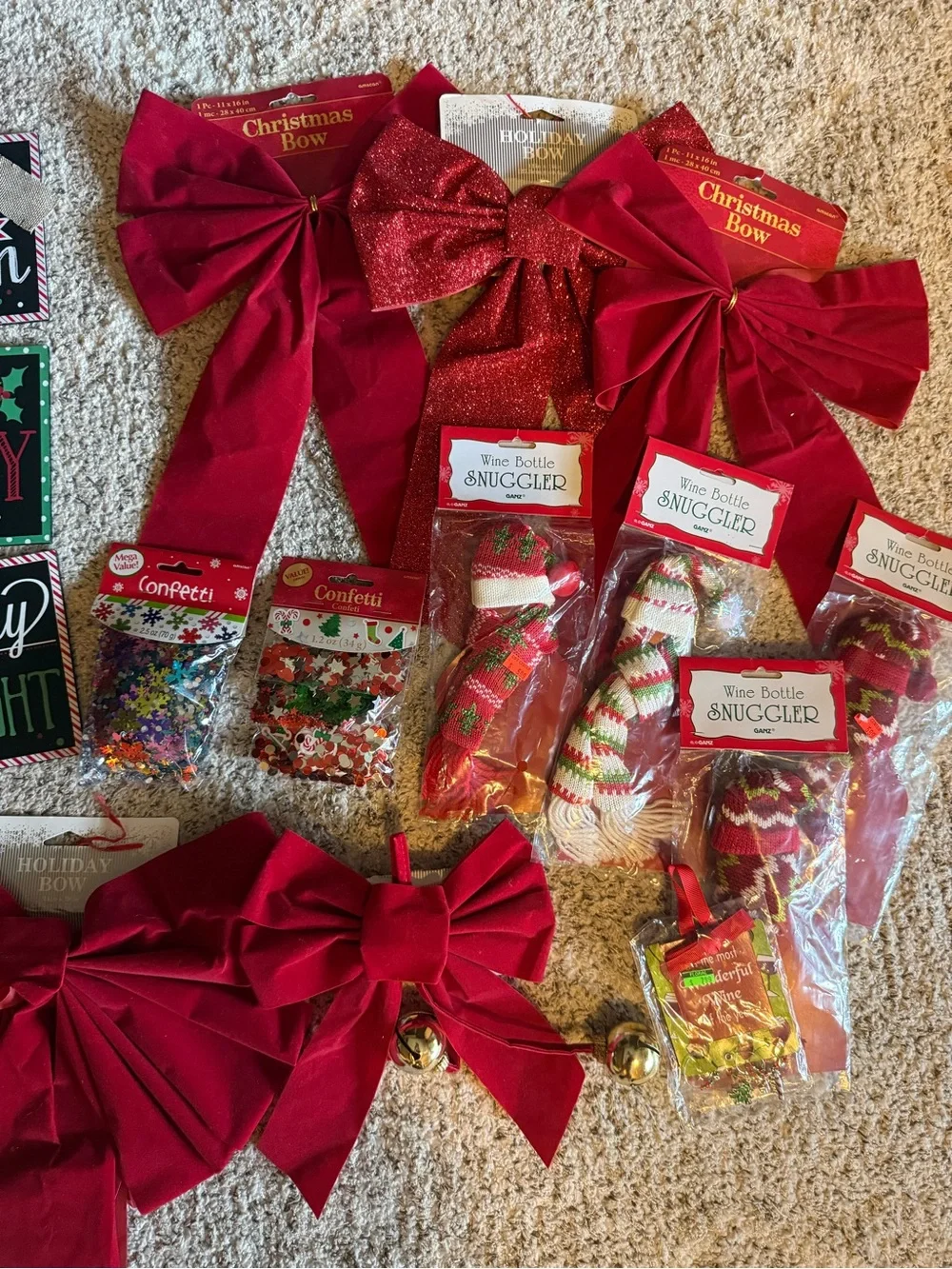 Huge Lot of Christmas Decorations, Wine Snuggles & Charms NWT’s